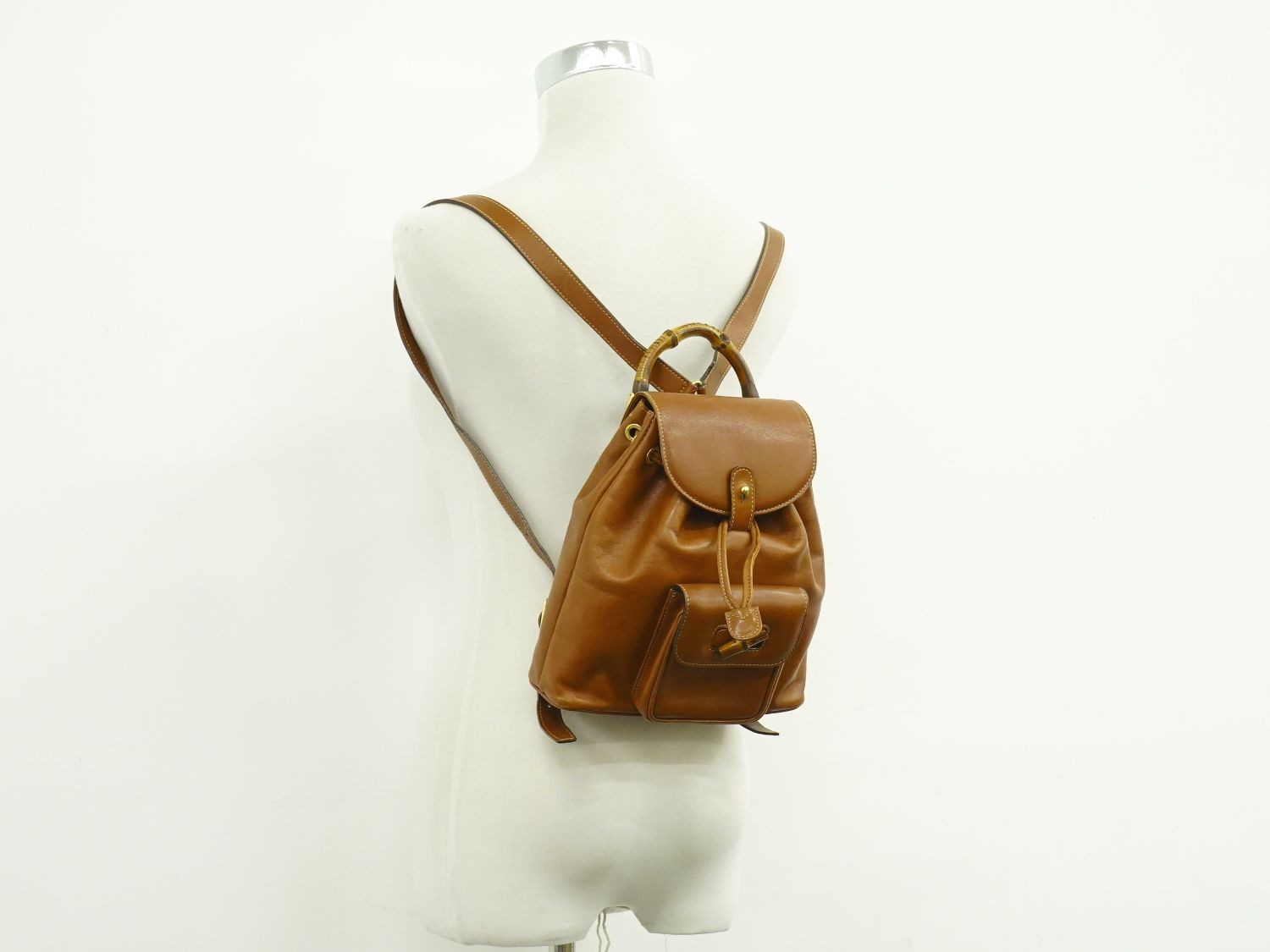 GUCCI Bamboo Backpack Daypack Rucksack Brown Leather Women's Japan thumbnail 7