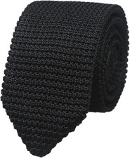 Men's Skinny Knit Tie Vintage Casual Formal Designer Necktie Pointed Bottom