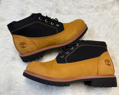 Timberland Brown Leather Chukka Boots with Yellow Contrast Laces- Size 12 Men main image 2
