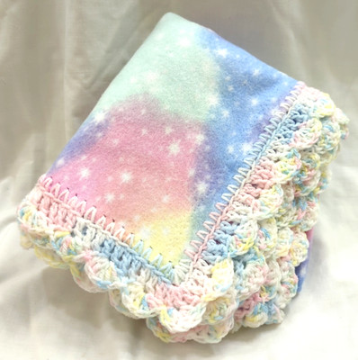 HandCrafted Baby Blanket Cotton Candy Fleece Carseat Stroller Carrier Gift 38x32
