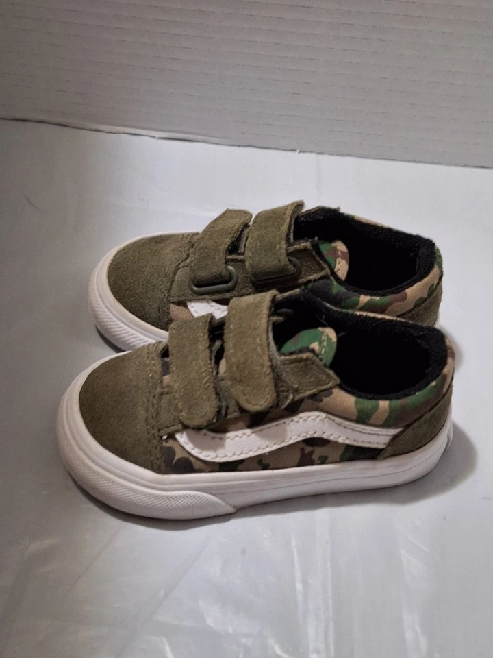 Furgonetas para niños pequeños talla 5 correas dobles camuflaje verde niños Foto 3 de 4