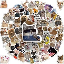 100 Pcs Cat Stickers, Funny Cute Kitten Decals for Laptop Cat Meme Stickers