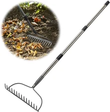 Rake for Leaves, Garden Bow Rake Heavy Duty, 48 in Leaf Rakes for Lawns, Yard Ga