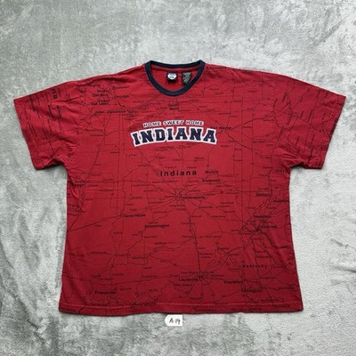 VINTAGE INDIANA Map T-Shirt Men s XXL State Of Mine 90s All Over Print AOP