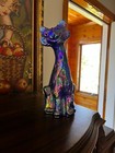 Winking Alley Cat Cobalt Blue Carnival Glass by Mosser for Fenton Glass 11 “ — photo 1