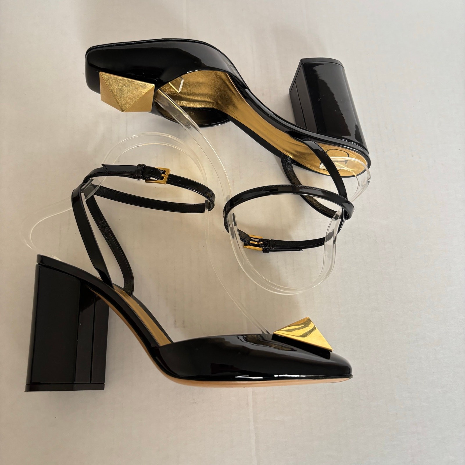 Valentino Garavani One Stud Patent Leather Block Heel Pumps Black Size EU 37 thumbnail 7