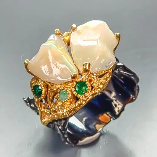 Handmade Natural Opal Ring 925 Sterling Silver Size 7 /R464257