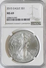 2015 $1 American Silver Eagle NGC MS69 Brown Label