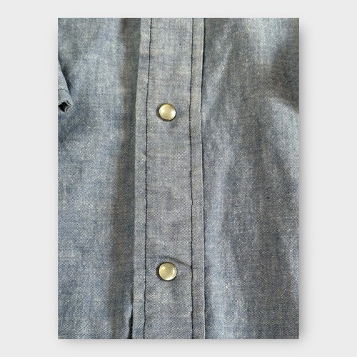Camicia manica lunga Stagecoach Western XXLT blu a scatto con bottoni Chambray davanti - Foto 5 di 11