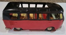 Bandai Tin Volkswagen Toy Bus Vintage Japan D1-67 Red/Black Ooen Top