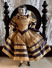 C1880 6  German China Head Doll, Great For Dollhouse, Beautifully Dressed 9001