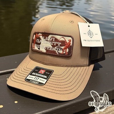 Retro Levi Garrett Tobacco Camo Patch Richardson 112 Tan & Brown Trucker Hat