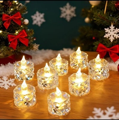 LED Teelichter mit Batterie Teelichter LED Kerzen mit kristallimen Aussehen