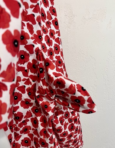 New York & Company Red Poppy Floral Pleated Drop Waist Mini Dress Size M EUC - Picture 8 of 20