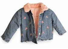 Vintage Toddler Girls Denim Jacket Pink Floral 2T 3T