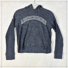Abercrombie Kids Hoodie Kids 9/10 Navy Blue Excellent Marl Knit Logo Top