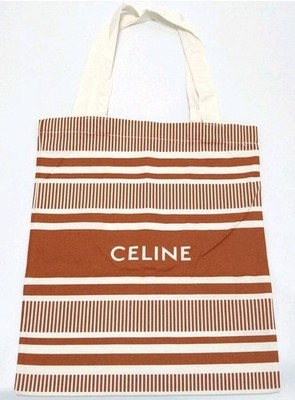 Celine GWP Large Brown / Burnt Orange Striped Lightweight Canvas