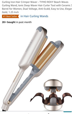 Hair Crimper Waver Tool, Ionic Deep Waver Curling Iron, Anti-Scald, Dual Voltage