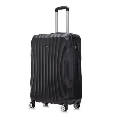 Schwarz Trolley Reisekoffer, Handgepäck Hartschalenreisekoffer mit 4 Rollen 360°