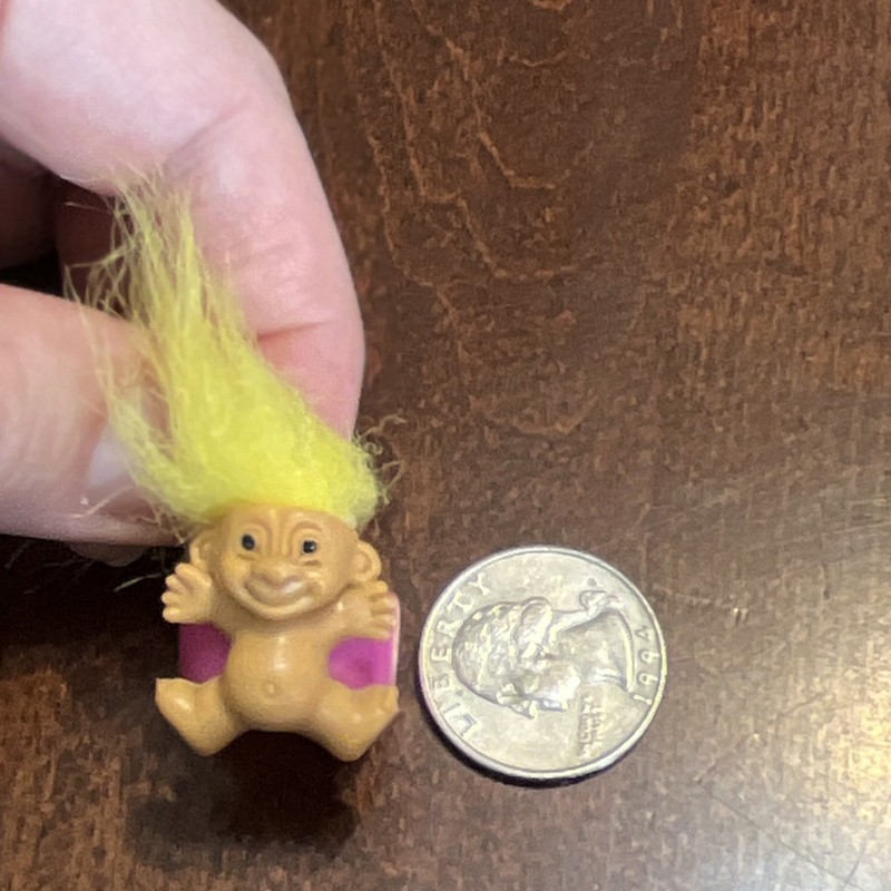 RUSS Trolls Vintage Doll Ring Yellow Hair Pink Band