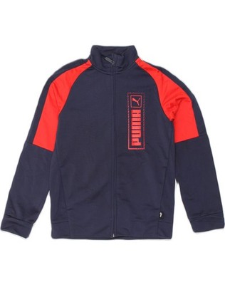 Puma Jungen Graphic Trainingsanzug Oberteil Jacke 11-12 Jahre Navy Blau Colourblock MI06