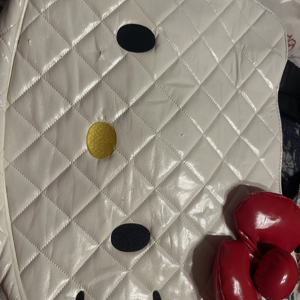 ВИНТАЖНЫЙ LOUNGEFLY HELLO KITTY белый выстеганный SANRIO красный бант сумка с короткими ручками 16 «x 12» сумочка - Изображение 4 из 4