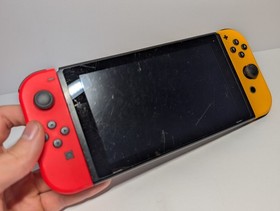 Nintendo Switch Console W/ Yellow & Orange Joycons Bundle Tested *READ*