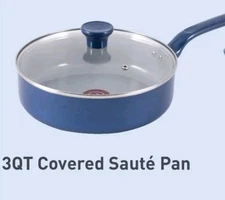 T-FAL ~ ELECTRIC BLUE ~  3 Qt Sauté Pan w/Lid ~ Thermo-Spot ~ Ceramic Non-Stick