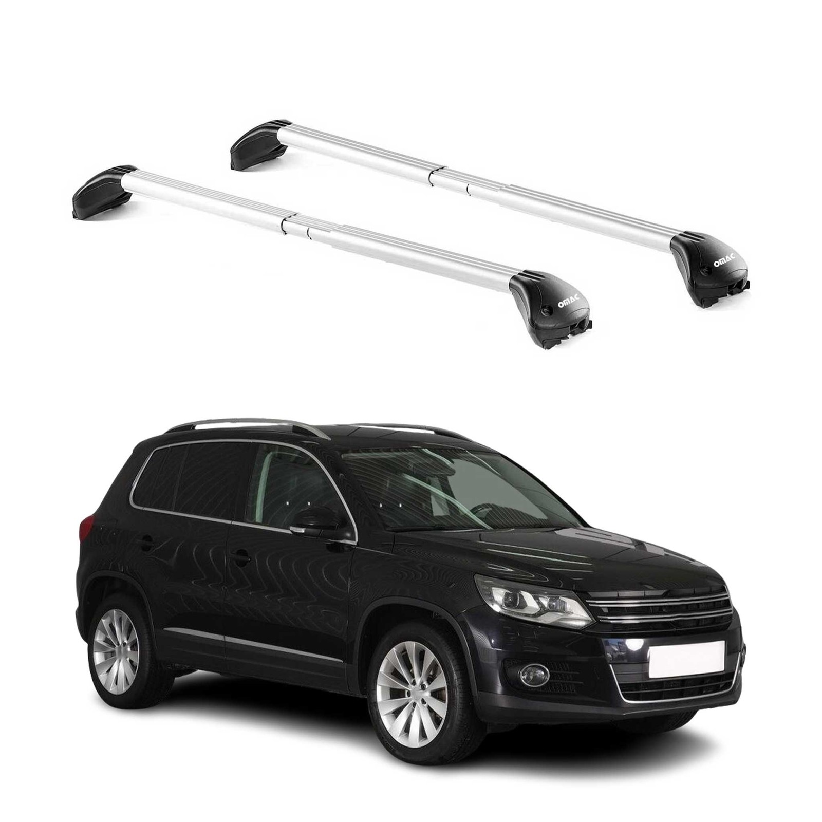 Barres de toit Tiguan 2007-2023 gris argenté en aluminium robuste