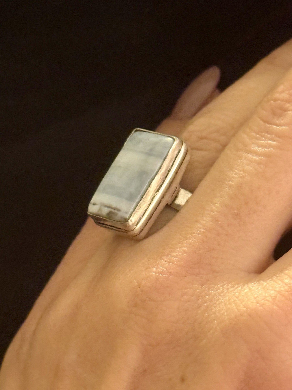 Opal Square Ring UK L 1/2 brass silver 925 image 7