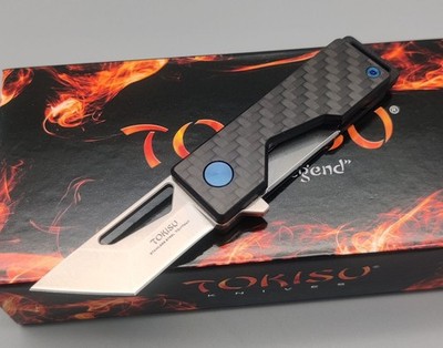Tokisu Messer Shikaku Folder Tanto Mini Flipper 7Cr17MoV Stahl Kohlefasergriff 