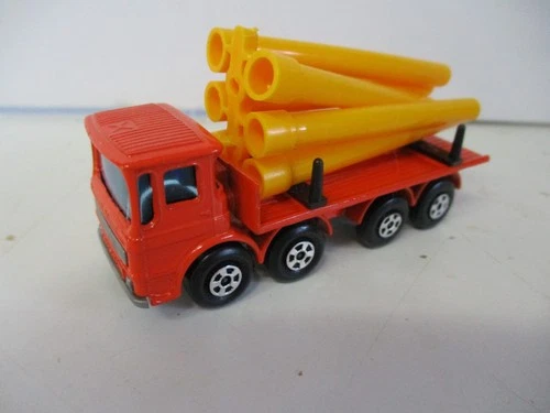 Matchbox Lesney Superfast SF10 Pipe Truck- GRAY BASE, ORANGE PIPES, loose