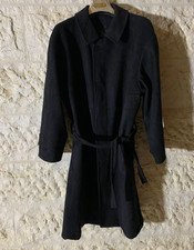 Vintage classic 100% Pure Cashmere black belted long over coat 48R 48S XL