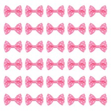 100 Pcs Light Rose Red White Dot Polka Dot Ribbon Bow Ties 1.5"x1" Mini Bowknot