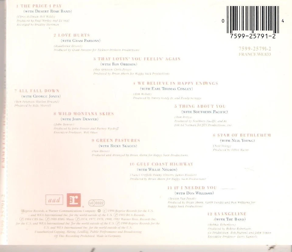 3 CD Emmylou Harris/Duets/Profile II/Mark Knopfler/ All the Roadrunning/34 Songs - Bild 2 von 4