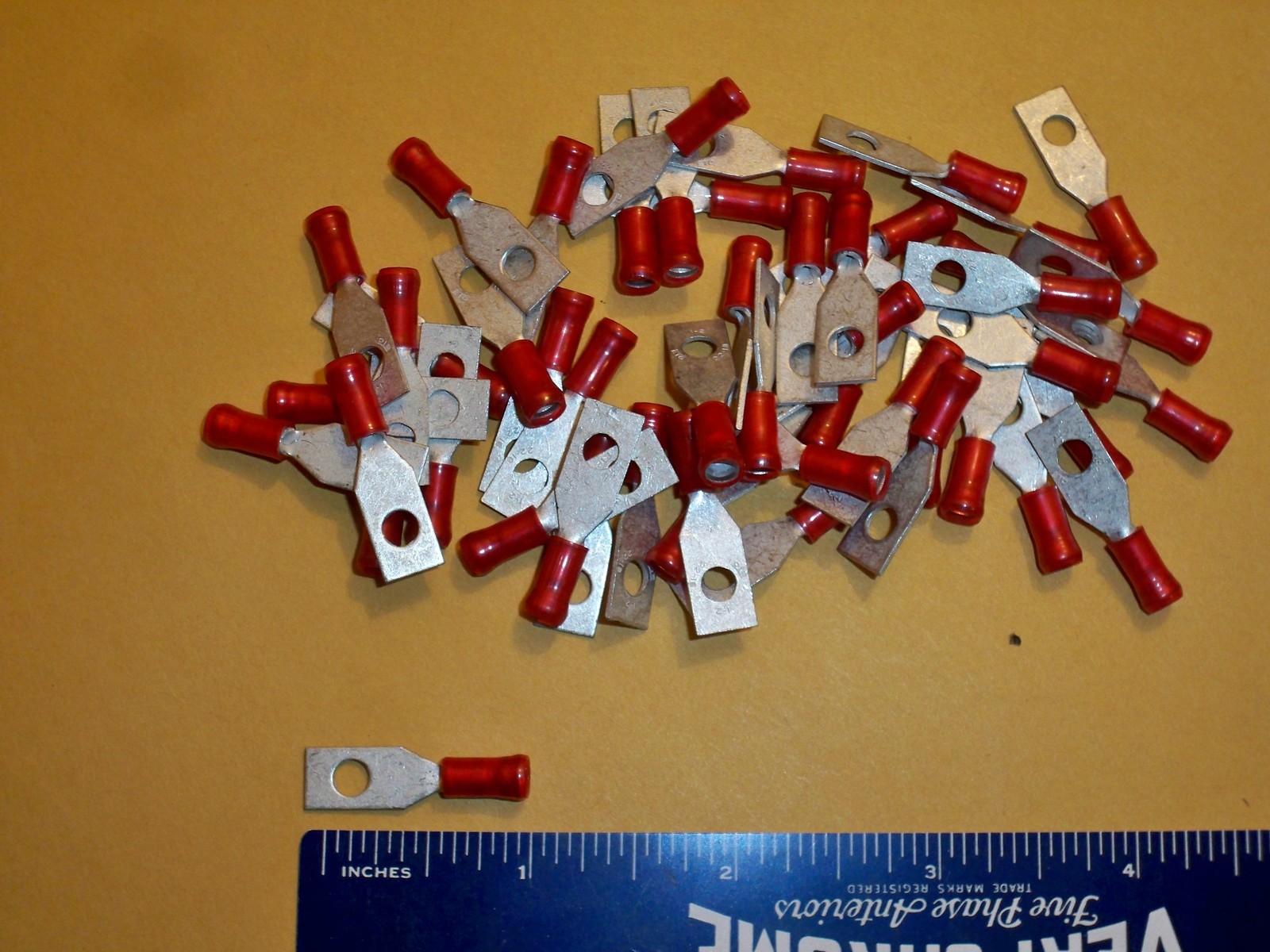 50pc  LUG TERMINAL RED INSULATED FOR 22-16 AWG  1/8" HOLE