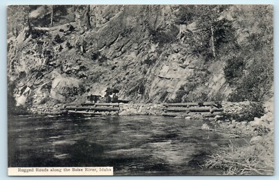 POSTCARD Rugged roads Along the Boise River Idaho Horse Wagon