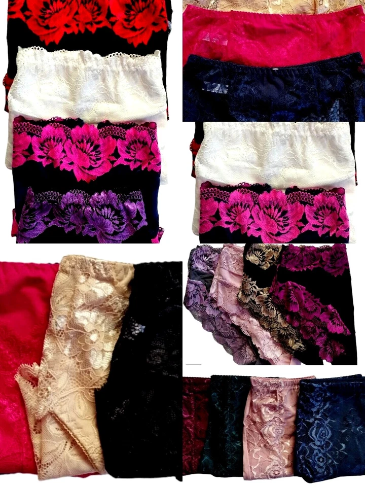 4; 6 Stück Damen Slips Pantys Slip mit elastischen Spitzen Gr.:M;L:XL;XXL;XXXL - Bild 1 von 1