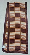 Gorgeous Liz Claiborne 100% Silk Scarf 57" x 11" Geometric Print Brown EUC