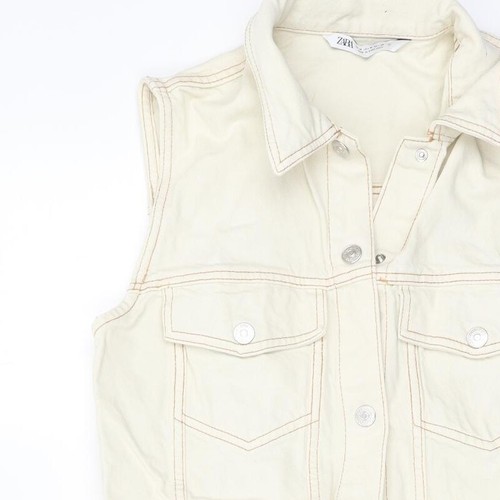 Zara Womens Ivory Cotton Blend Pinafore/Dungaree Dress Size M Collared - Picture 6 of 10