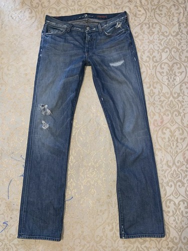 Herren 7 For All Mankind Standard gerades Bein Used-Look Jeans! 33 x 34,5 - Bild 4 von 7