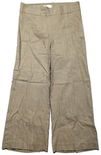 Avenue Montaigne ALEX F1159 Linen Blend Khaki Pull-on Crop Pants - Women Size 2