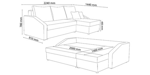 Boxspringsofa Mix-1 mit Schlaffunktion 224x144 cm,beidseitig montierbar - Bild 9 von 9