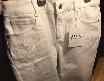 NWT Janie and Jack Girls White Skinny Jeans w/ Embroidery, Adjust 