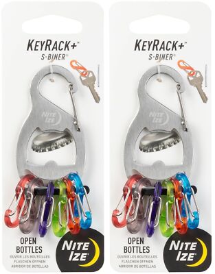 Nite Ize KeyRack+ w/ Plastic Mini S-Biners - Stainless (2-Pack)