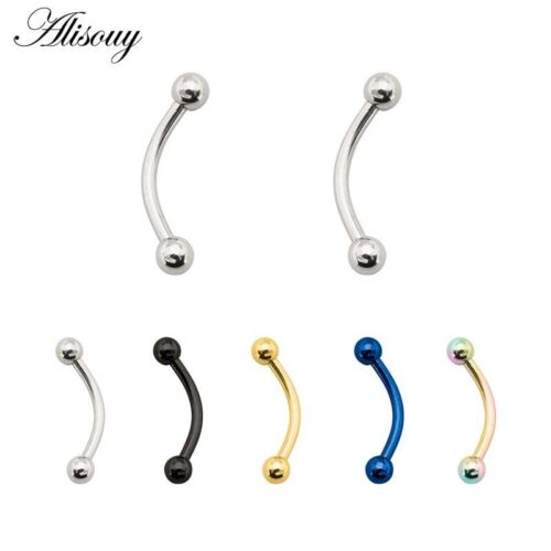 Curve Stainless Steel Earrings- Eyebrow Nose Lip Body Piercing Ear Rings Jewelry - Picture 1 of 15