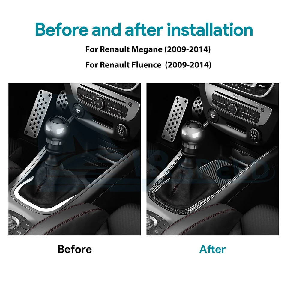 Cubierta del cuadro del panel de cambio de marchas de fibra de carbono para Renault Megane Fluence 09-14 Foto 2 de 4