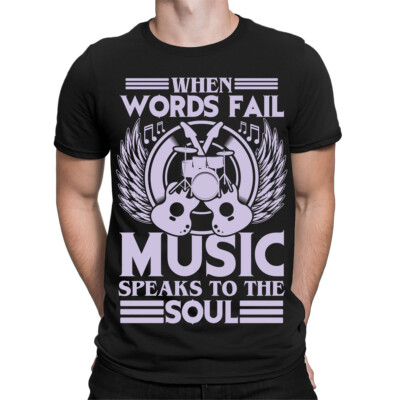 Wenn Worte versagen Musik spricht zur Seele musikalisches Zitat Herren T-Shirts Oberteil #TA-89