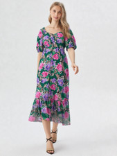 Tea Dress Midi Floral MONSOON “EFFIE “ sweetheart empire waist UK 14 M