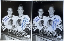 2 Bobby Hull & Dennis Hull Autographed black white 11x14s Chicago Black  Hawks